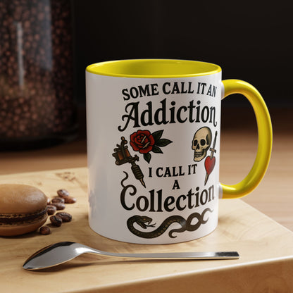 Tattoo Addiction Coffee Mug - Unique Gift, Skulls & Roses Design, Perfect for Collectors, Gothic Decor