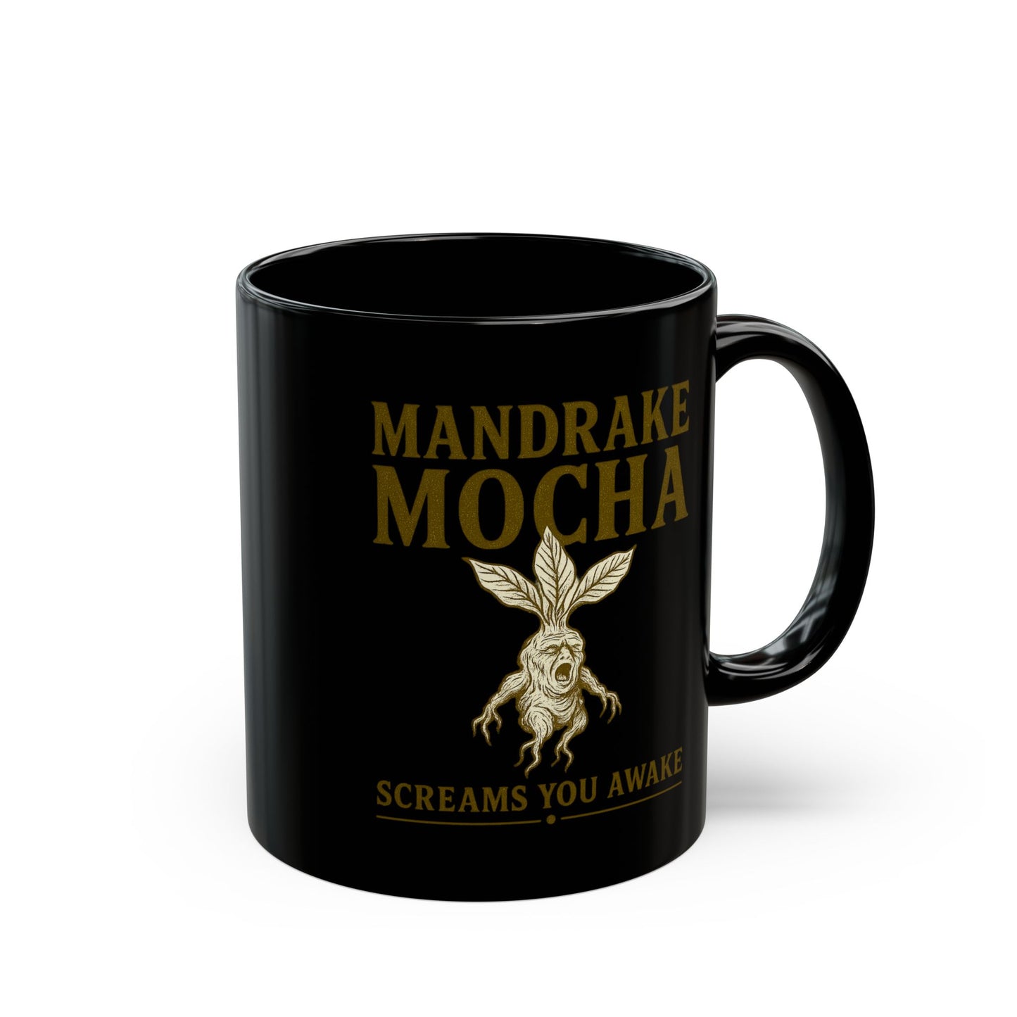 Mandrake Mocha Mug, Coffee Lover Gift, Black Mug for Halloween, Unique Drinkware, Funny Kitchen Decor