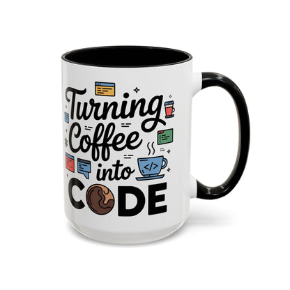 Turning Coffee into Code Mug, Programmer Gift, Coffee Lovers Cup, Tech Humor, Office Decor, Geeky Coffee Mug