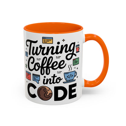 Turning Coffee into Code Mug, Programmer Gift, Coffee Lovers Cup, Tech Humor, Office Decor, Geeky Coffee Mug