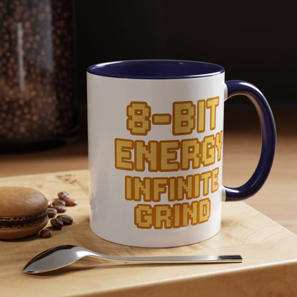 8-Bit Energy Infinite Grind, Cool Gaming Gift, Retro Video Game Cup, Perfect for Gamers, Fun Office Mug