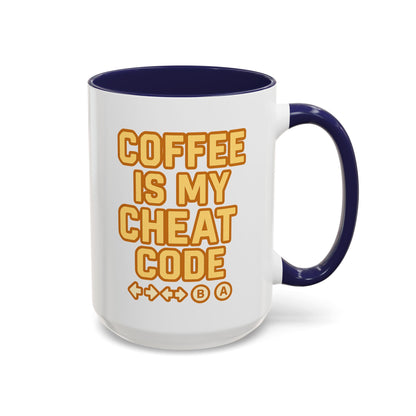 Coffee is My Cheat Code, Game Themed Gift, Funny Mug for Gamers, Gaming Accessory, Birthday Gift for Him