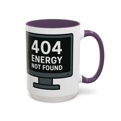 Humorous 404 Energy Not Found Coffee Mug, Funny Gift for Programmers, Unique Office Mug, Tech Lover's Gift, Coffee Lovers Mug