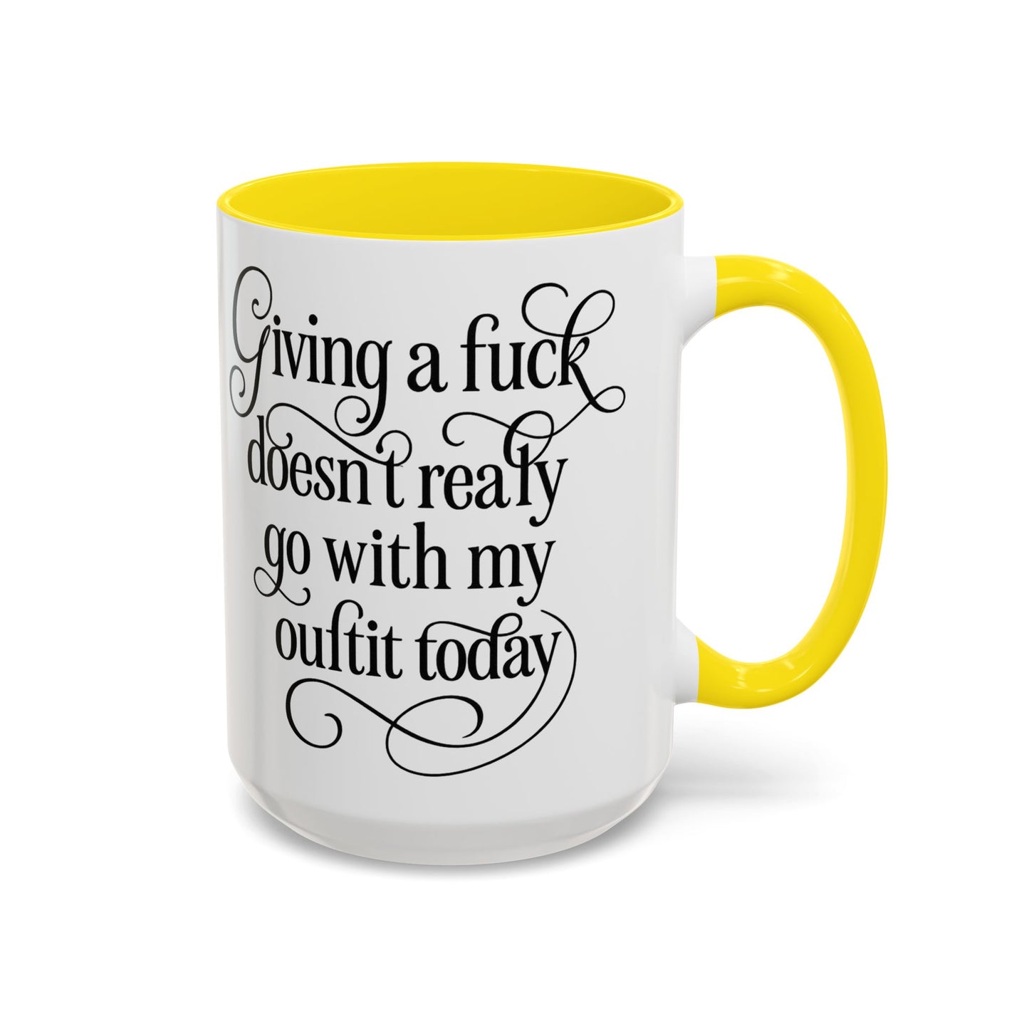 Sassy Coffee Mug, Giving a Fuck Doesn't Really go with my Outfit - Funny Mug, Black Accented Mug, Gift for Her