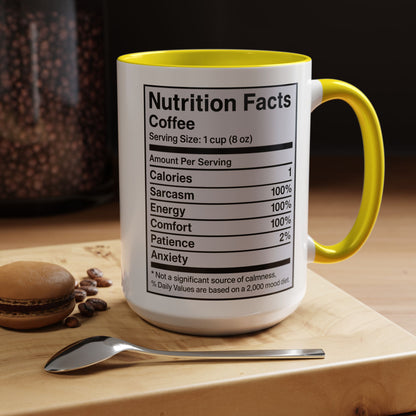 Humorous Coffee Nutrition Facts Mug, Funny Gift for Coffee Lovers