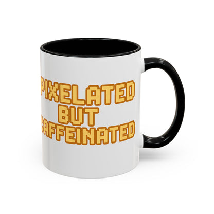 Pixelated Caffeinated Coffee Mug | Gamer Gift, Cute Coffee Cup, Retro Style Mug, Unique Gift for Him/Her, Home Office Decor