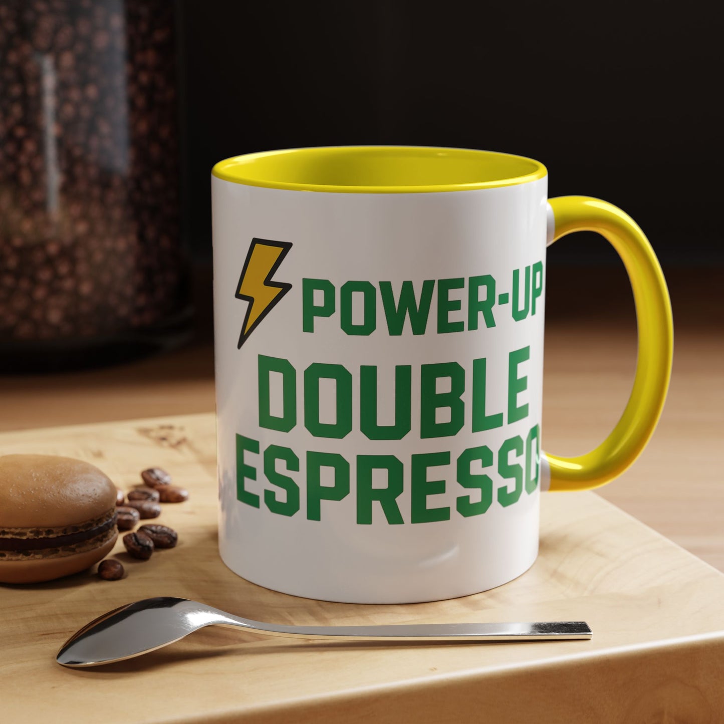 Power-Up Double Espresso Coffee Mug | Energizing Drinkware for Coffee Lovers, Gift for Baristas, Morning Motivation, Kitchen Decor
