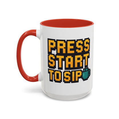 Gamer Coffee Mug, Press Start To Sip, Video Game Gift, Fun Kitchenware, Gaming Decor, Retro Style Mug