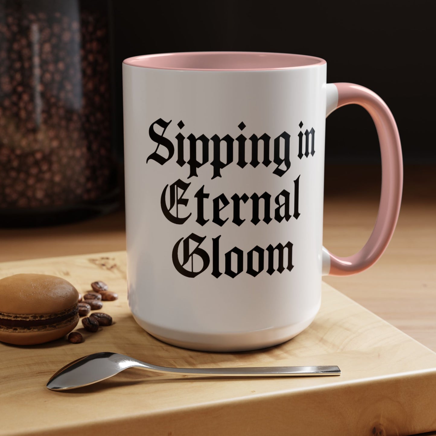 Eternal Gloom Accent Mug - Gothic Coffee Cup, Dark Aesthetic Drinkware, Unique Gift for Halloween, Home Office Decor, Quote Mug