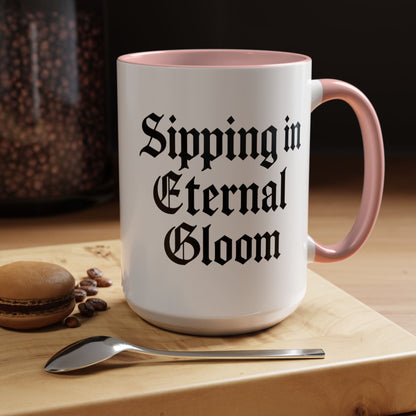 Eternal Gloom Accent Mug - Gothic Coffee Cup, Dark Aesthetic Drinkware, Unique Gift for Halloween, Home Office Decor, Quote Mug