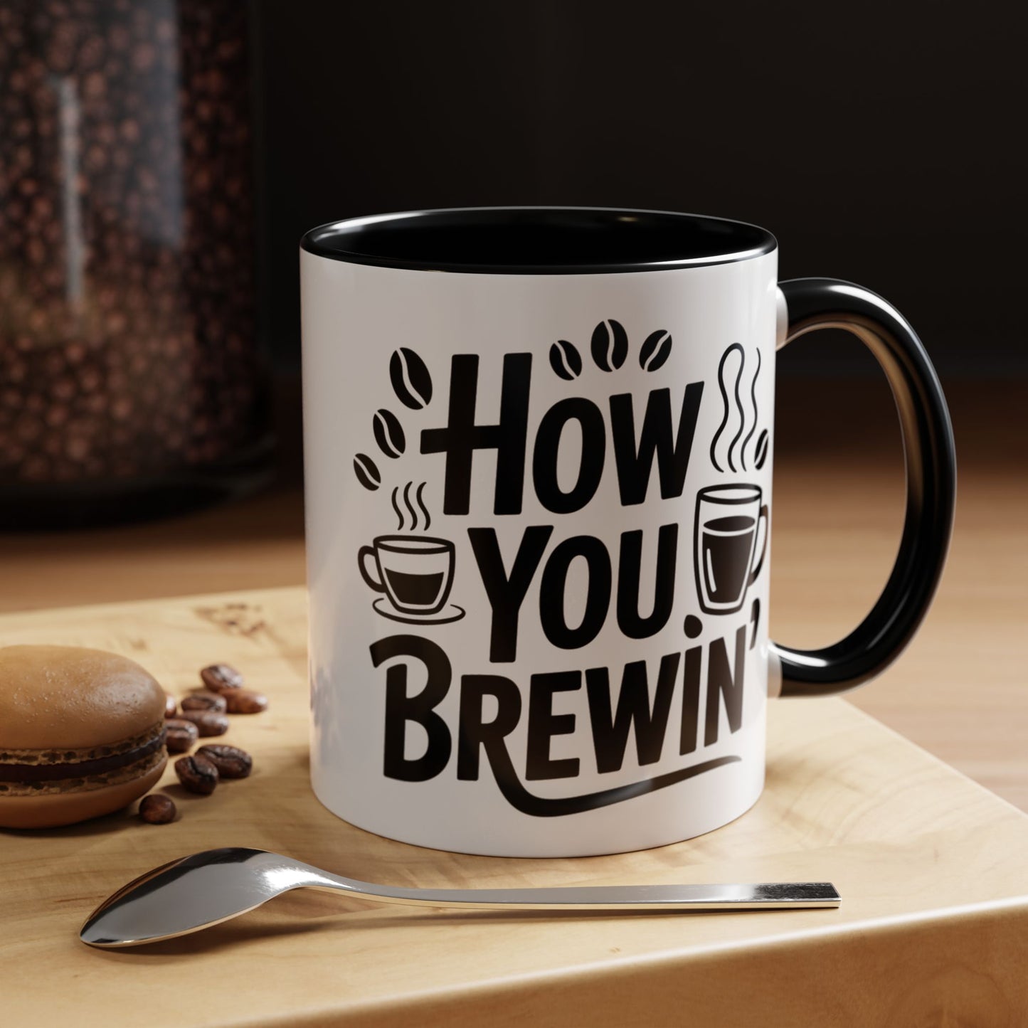 How You Brewin' Coffee Lover's Accent Mug -  Perfect for Daily Coffee Ritual, Birthday Gift