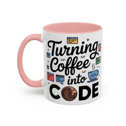Turning Coffee into Code Mug, Programmer Gift, Coffee Lovers Cup, Tech Humor, Office Decor, Geeky Coffee Mug