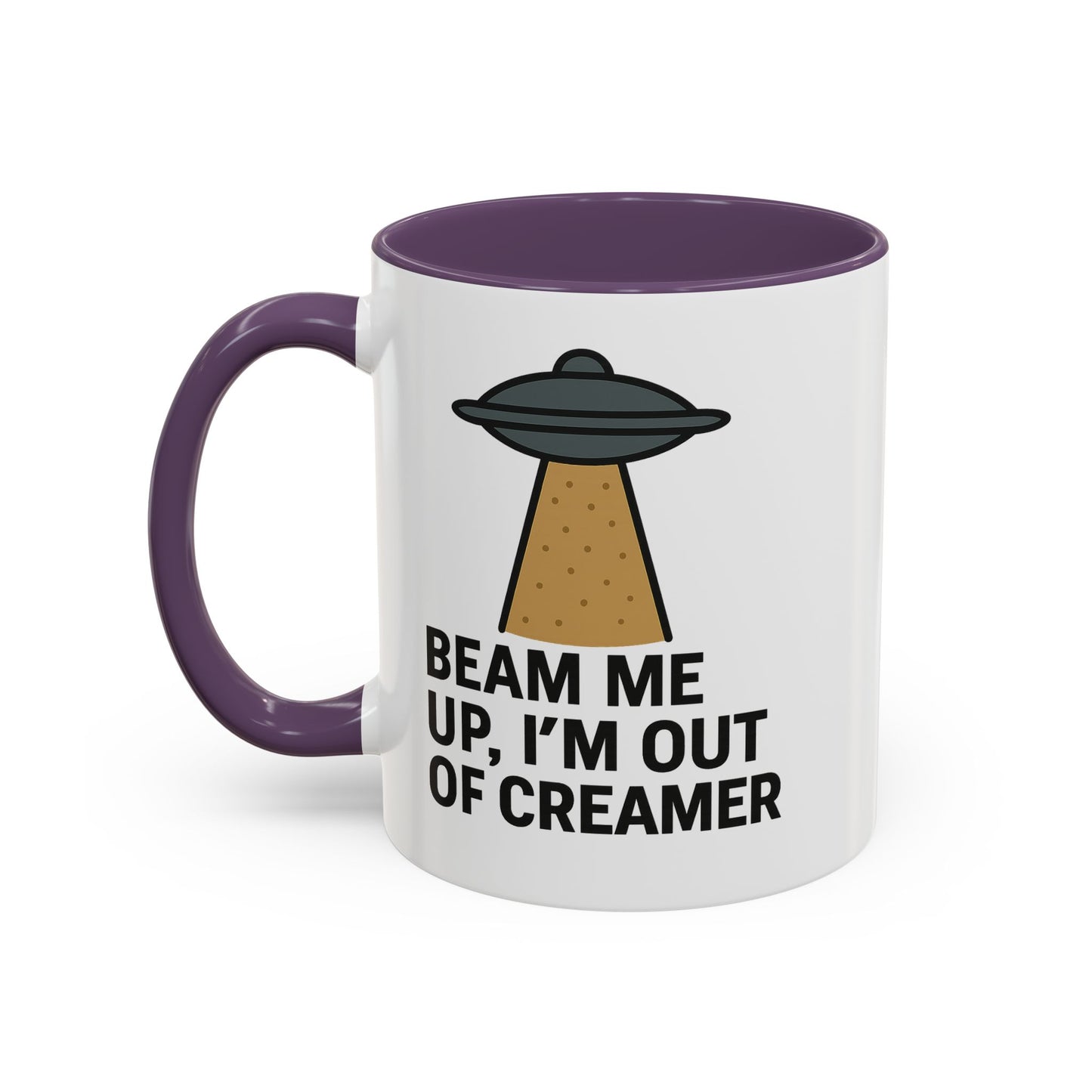 Funny Space-Themed Coffee Mug, Humorous Gift for Coffee Lovers, Out of Creamer, Alien Design, Quirky Kitchenware