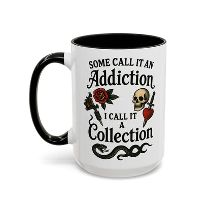 Tattoo Addiction Coffee Mug - Unique Gift, Skulls & Roses Design, Perfect for Collectors, Gothic Decor