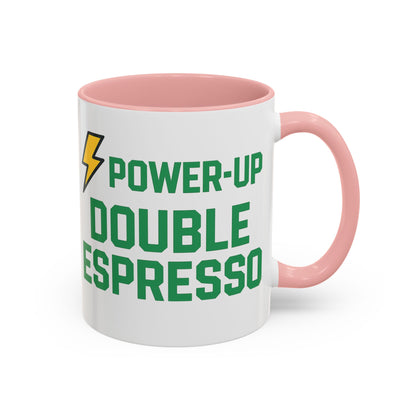 Power-Up Double Espresso Coffee Mug | Energizing Drinkware for Coffee Lovers, Gift for Baristas, Morning Motivation, Kitchen Decor