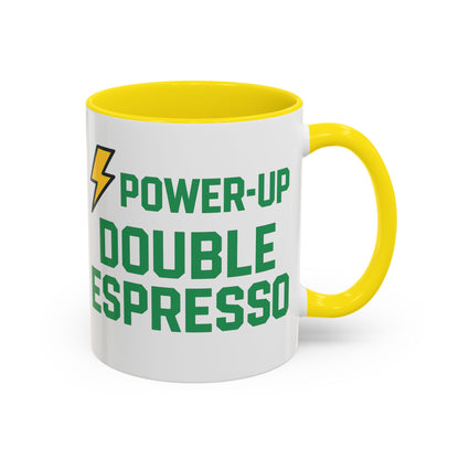Power-Up Double Espresso Coffee Mug | Energizing Drinkware for Coffee Lovers, Gift for Baristas, Morning Motivation, Kitchen Decor