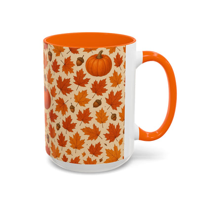 Autumn Leaves Coffee Mug, Pumpkin Mug, Fall Decor, Seasonal Gift, Nature Lover Mug, Cozy Kitchenware