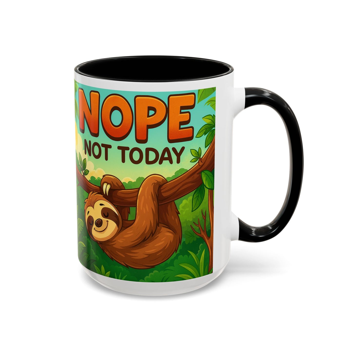 Sloth Nope Not Today-Themed Coffee Mug, Humorous Accent Mug for Animal Lovers, Perfect for Birthdays