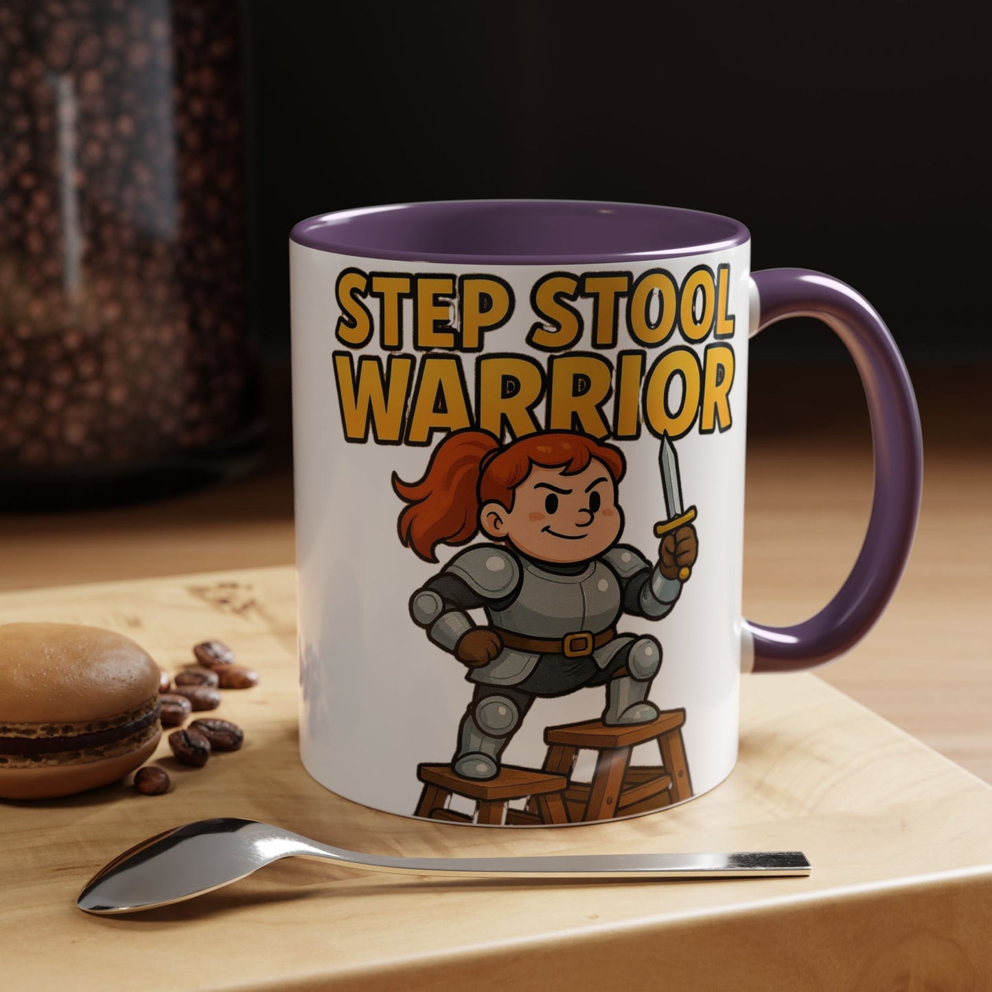 Step Stool Warrior Coffee Mug - Fun Gift for Kids, Unique Kitchenware, Playful Drinkware, Parenting Humor, Kids' Motivation