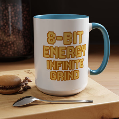 8-Bit Energy Infinite Grind, Cool Gaming Gift, Retro Video Game Cup, Perfect for Gamers, Fun Office Mug