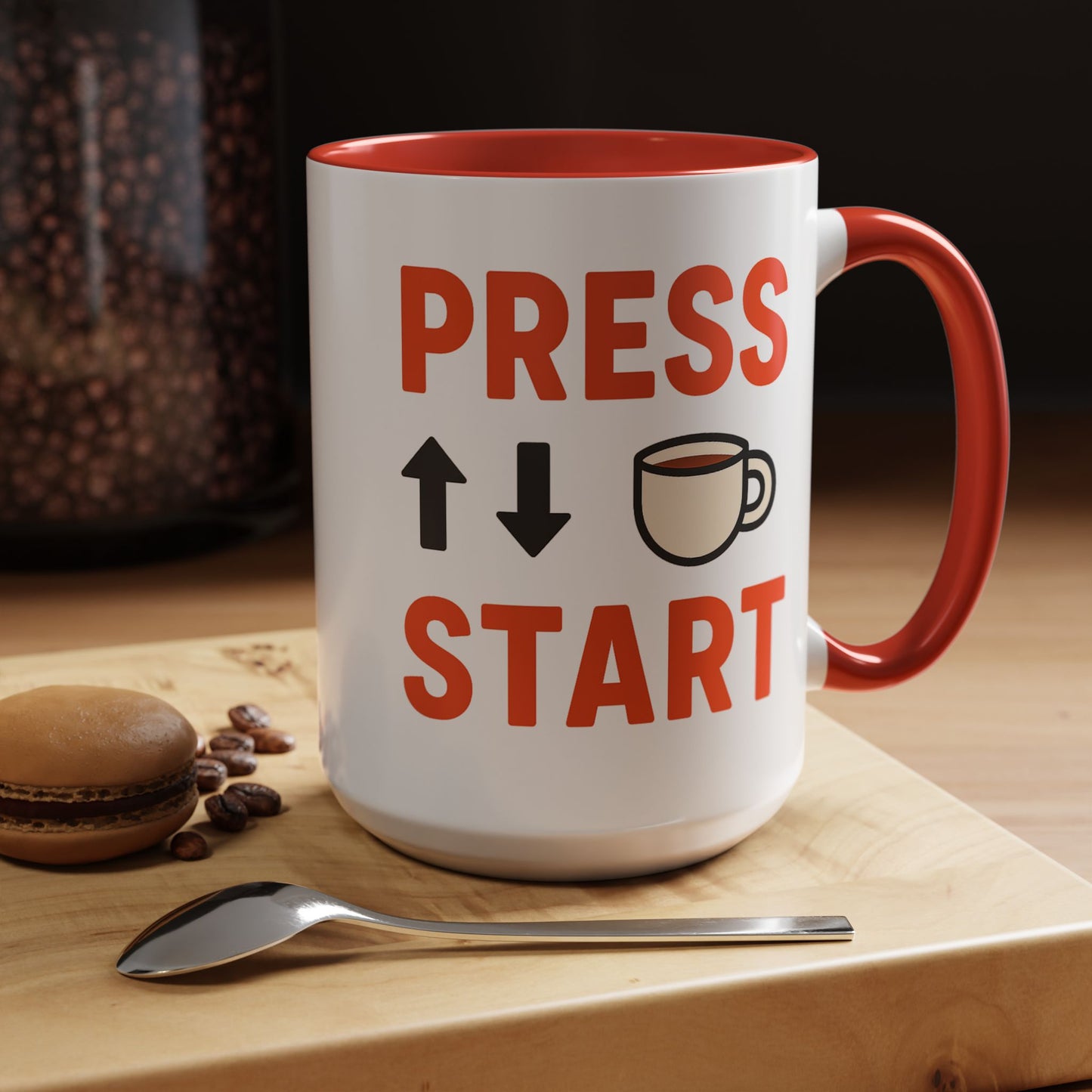 Press Start Retro Gamer Design, Fun Gifts for Gamers, Office Essentials, Tea Lovers, Unique Home Decor