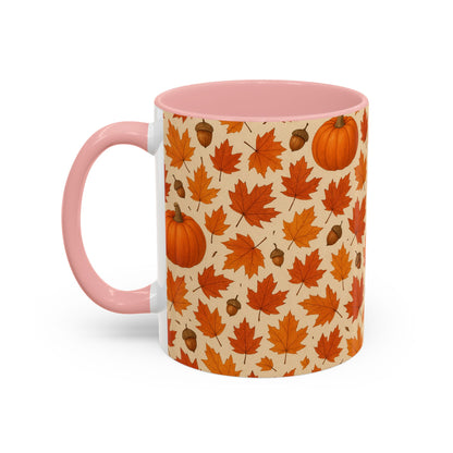 Autumn Leaves Coffee Mug, Pumpkin Mug, Fall Decor, Seasonal Gift, Nature Lover Mug, Cozy Kitchenware
