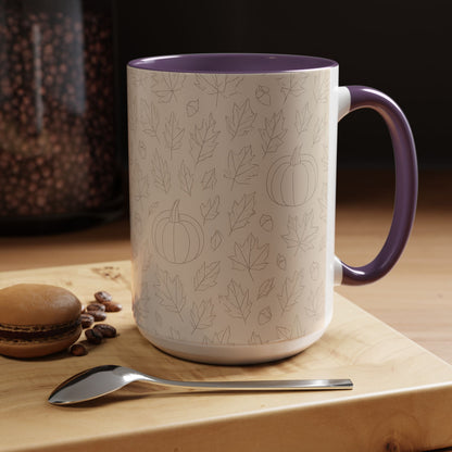 Autumn Leaves Accent Coffee Mug | Fall Decor, Pumpkin Lovers Gift, Cozy Mornings, Seasonal Kitchenware, Ideal for Thanksgiving