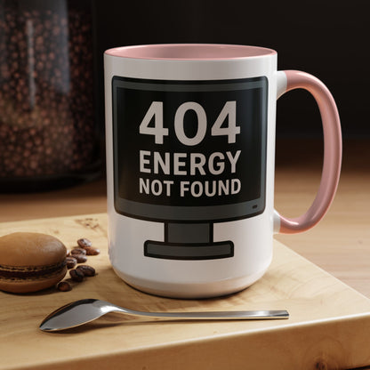 Humorous 404 Energy Not Found Coffee Mug, Funny Gift for Programmers, Unique Office Mug, Tech Lover's Gift, Coffee Lovers Mug
