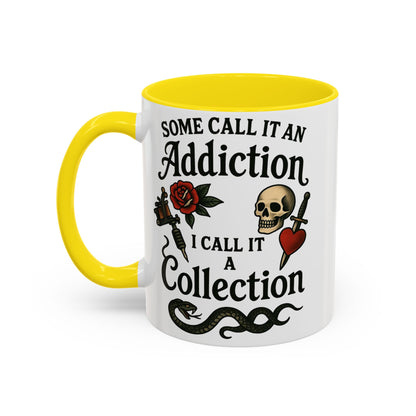 Tattoo Addiction Coffee Mug - Unique Gift, Skulls & Roses Design, Perfect for Collectors, Gothic Decor