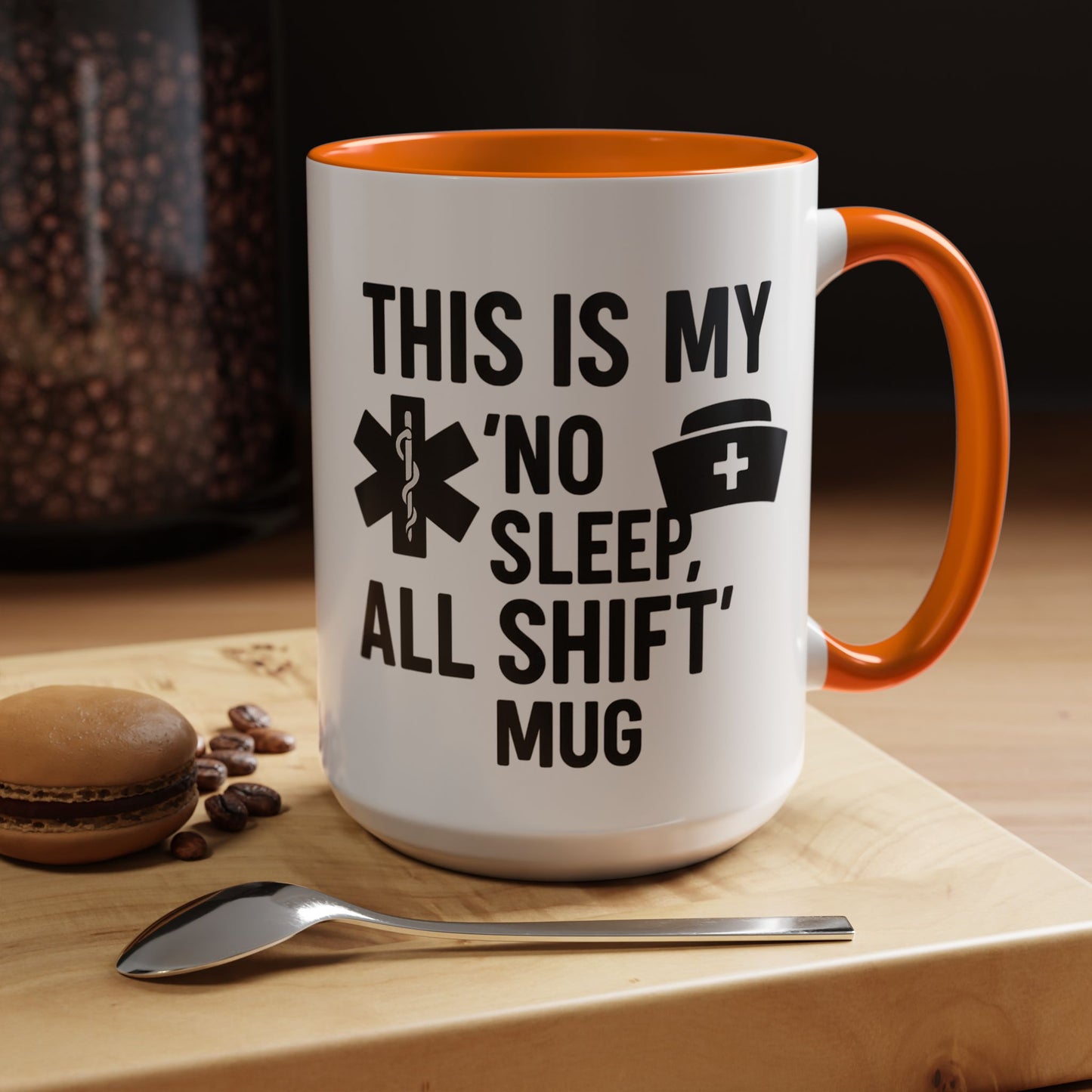 This Is My No Sleep All Shift Mug, Gift for Healthcare Workers, Black Accent Mug, Funny Nursing Gift