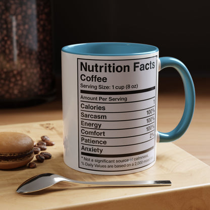 Humorous Coffee Nutrition Facts Mug, Funny Gift for Coffee Lovers