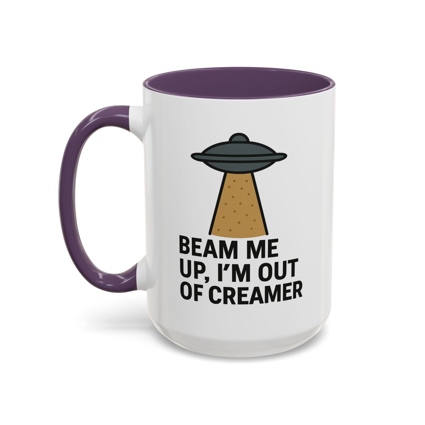 Funny Space-Themed Coffee Mug, Humorous Gift for Coffee Lovers, Out of Creamer, Alien Design, Quirky Kitchenware