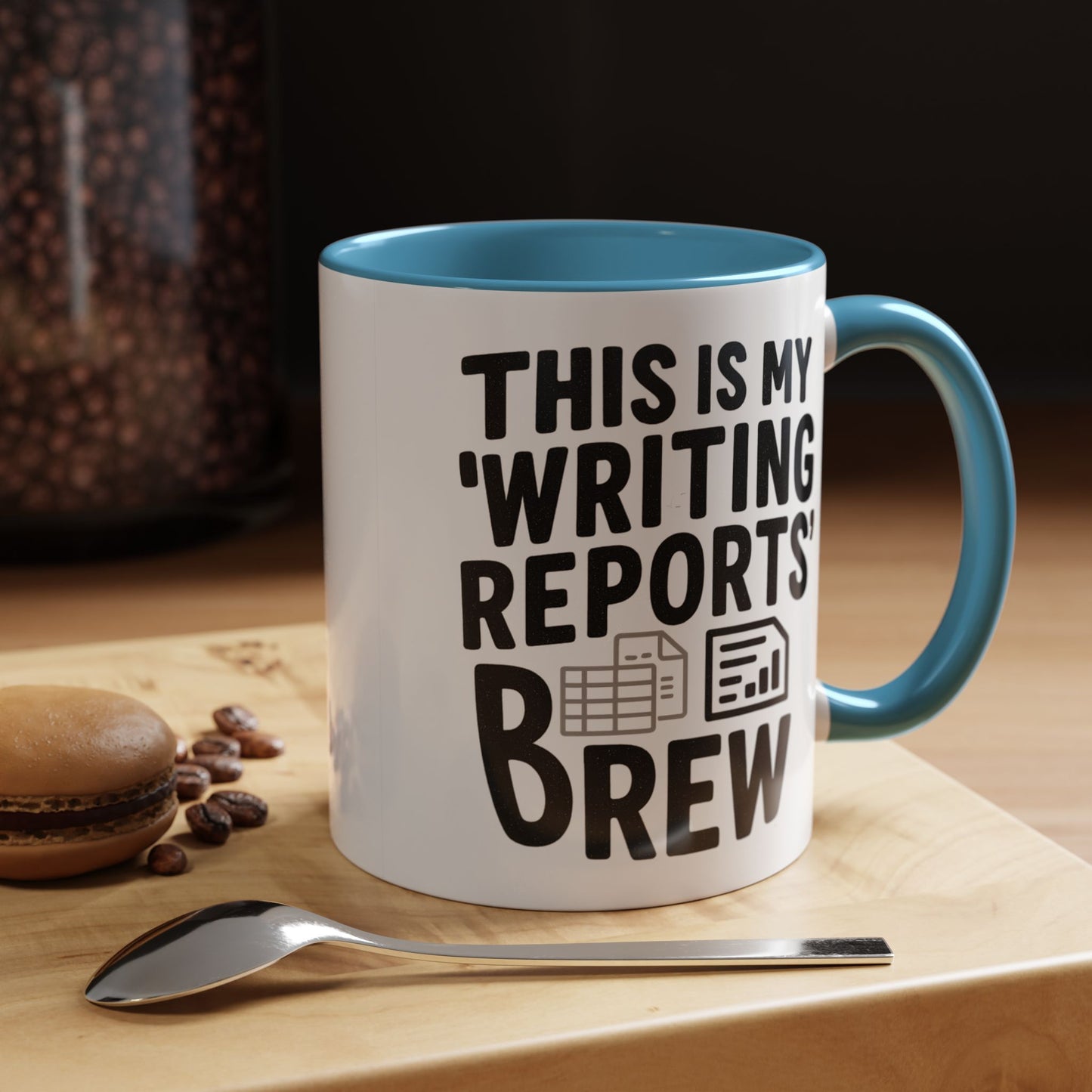Writing Reports Accent Coffee Mug – Funny Office Gift, Work From Home, Police, Coffee Lover Humor