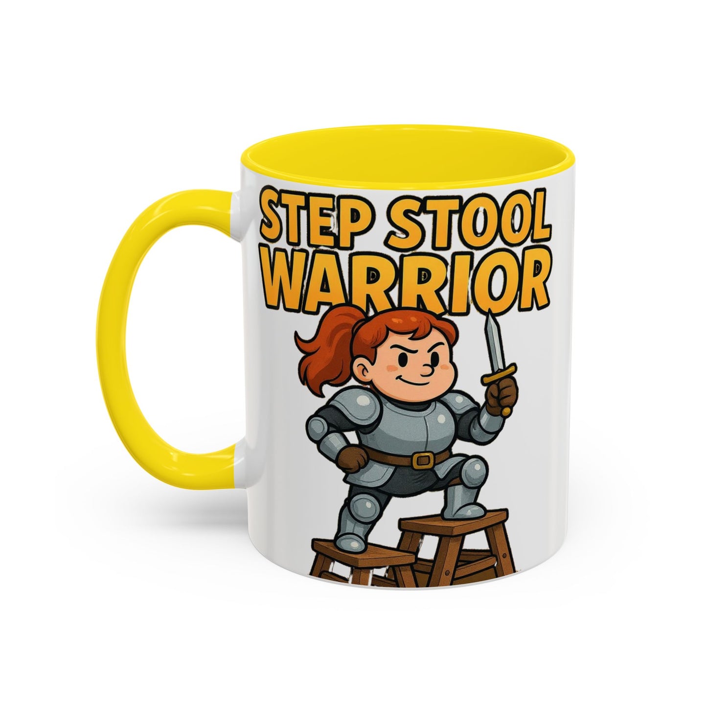 Step Stool Warrior Coffee Mug - Fun Gift for Kids, Unique Kitchenware, Playful Drinkware, Parenting Humor, Kids' Motivation