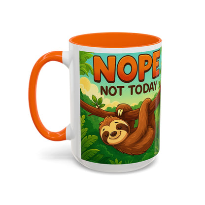 Sloth Nope Not Today-Themed Coffee Mug, Humorous Accent Mug for Animal Lovers, Perfect for Birthdays