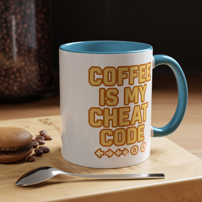 Coffee is My Cheat Code, Game Themed Gift, Funny Mug for Gamers, Gaming Accessory, Birthday Gift for Him