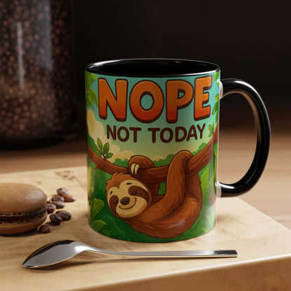 Sloth Nope Not Today-Themed Coffee Mug, Humorous Accent Mug for Animal Lovers, Perfect for Birthdays