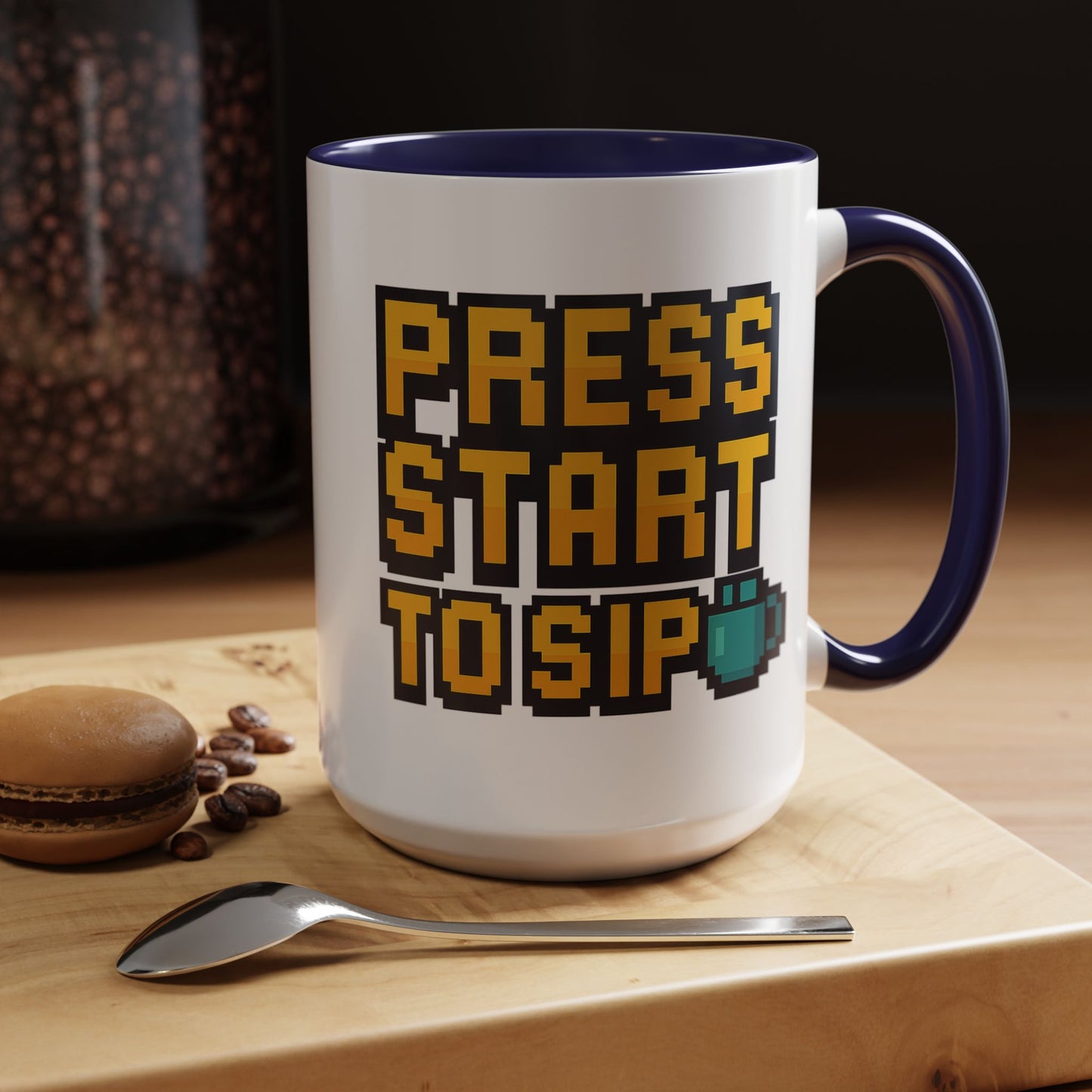 Gamer Coffee Mug, Press Start To Sip, Video Game Gift, Fun Kitchenware, Gaming Decor, Retro Style Mug