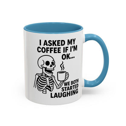 Funny Skeleton Coffee Mug, Halloween Gift, Cute Skeleton Amor, Office Mug, Day of the Dead Coffee Cup