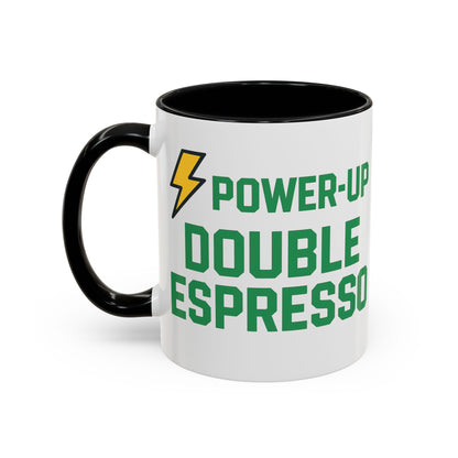 Power-Up Double Espresso Coffee Mug | Energizing Drinkware for Coffee Lovers, Gift for Baristas, Morning Motivation, Kitchen Decor