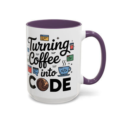 Turning Coffee into Code Mug, Programmer Gift, Coffee Lovers Cup, Tech Humor, Office Decor, Geeky Coffee Mug