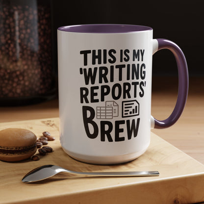 Writing Reports Accent Coffee Mug – Funny Office Gift, Work From Home, Police, Coffee Lover Humor