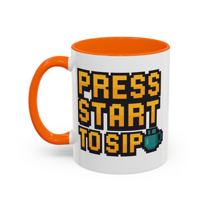 Gamer Coffee Mug, Press Start To Sip, Video Game Gift, Fun Kitchenware, Gaming Decor, Retro Style Mug