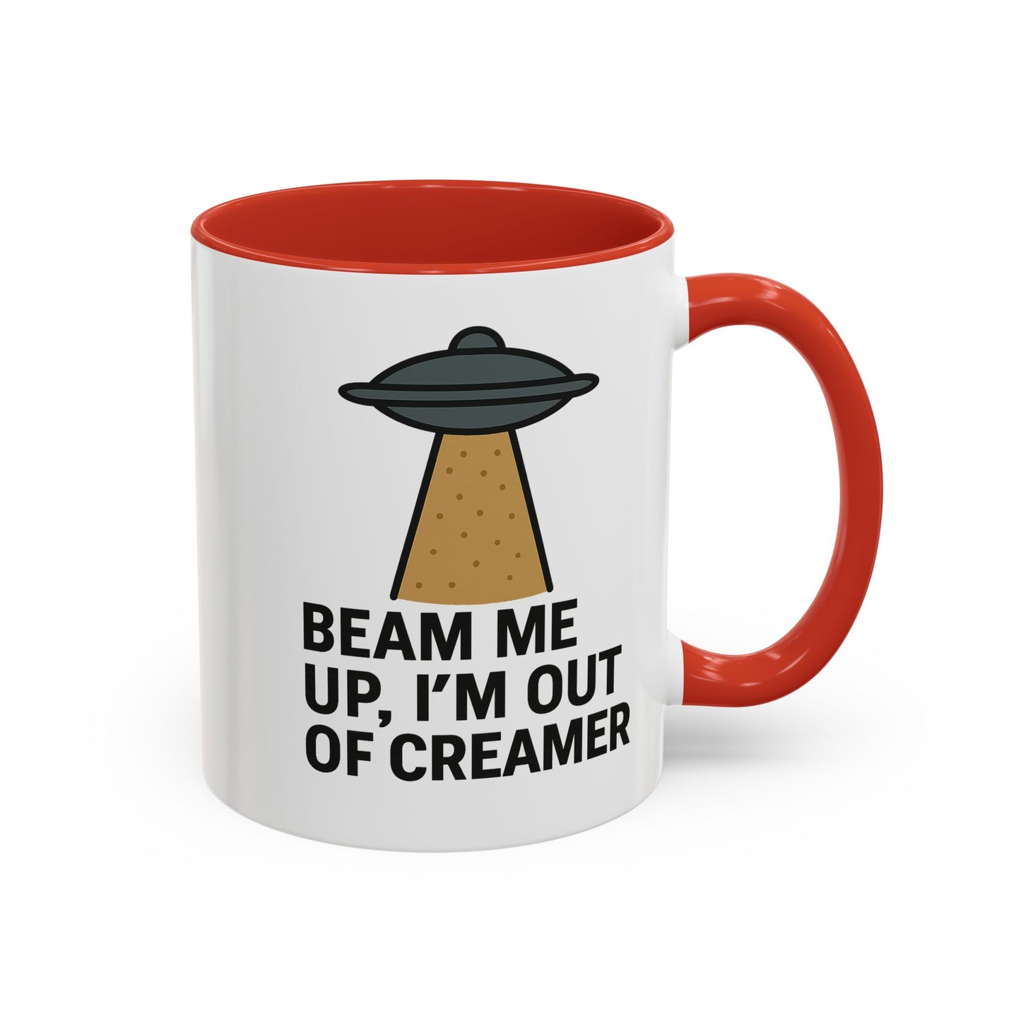 Funny Space-Themed Coffee Mug, Humorous Gift for Coffee Lovers, Out of Creamer, Alien Design, Quirky Kitchenware