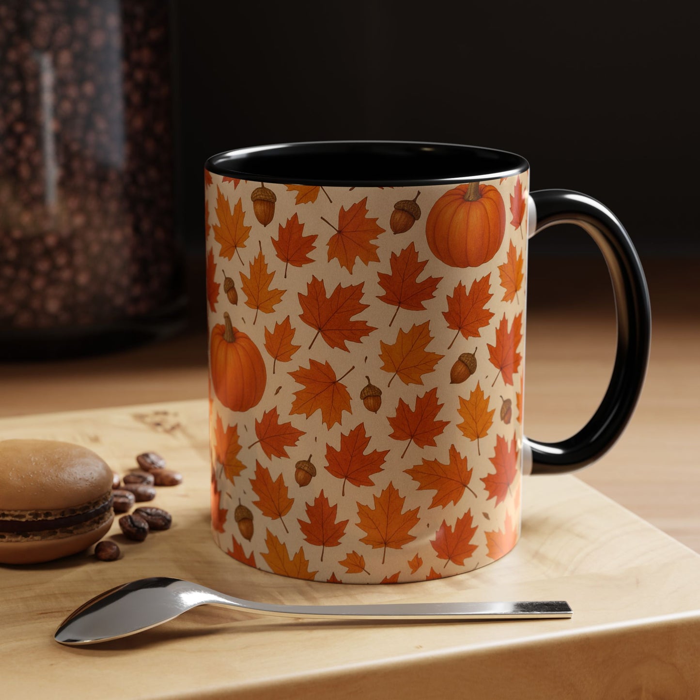 Autumn Leaves Coffee Mug, Pumpkin Mug, Fall Decor, Seasonal Gift, Nature Lover Mug, Cozy Kitchenware