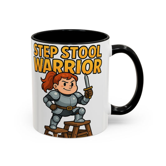 Step Stool Warrior Coffee Mug - Fun Gift for Kids, Unique Kitchenware, Playful Drinkware, Parenting Humor, Kids' Motivation
