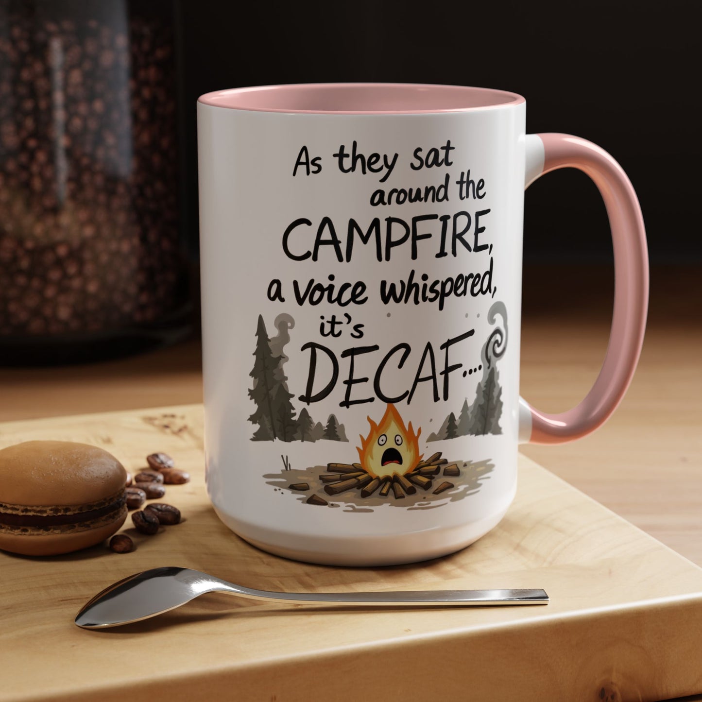 Scary Campfire Decaf Story Coffee Mug - Fun Gift for Outdoor Lovers, Camping, Hiking
