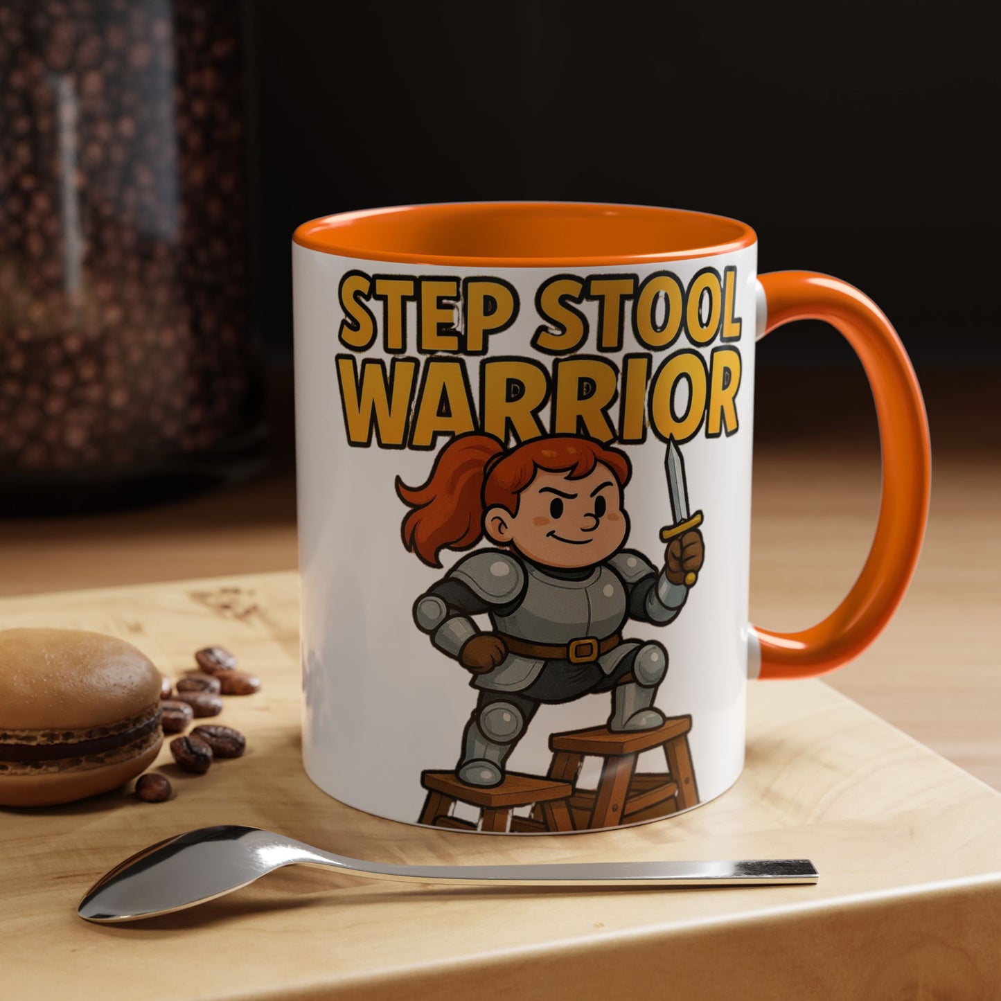Step Stool Warrior Coffee Mug - Fun Gift for Kids, Unique Kitchenware, Playful Drinkware, Parenting Humor, Kids' Motivation