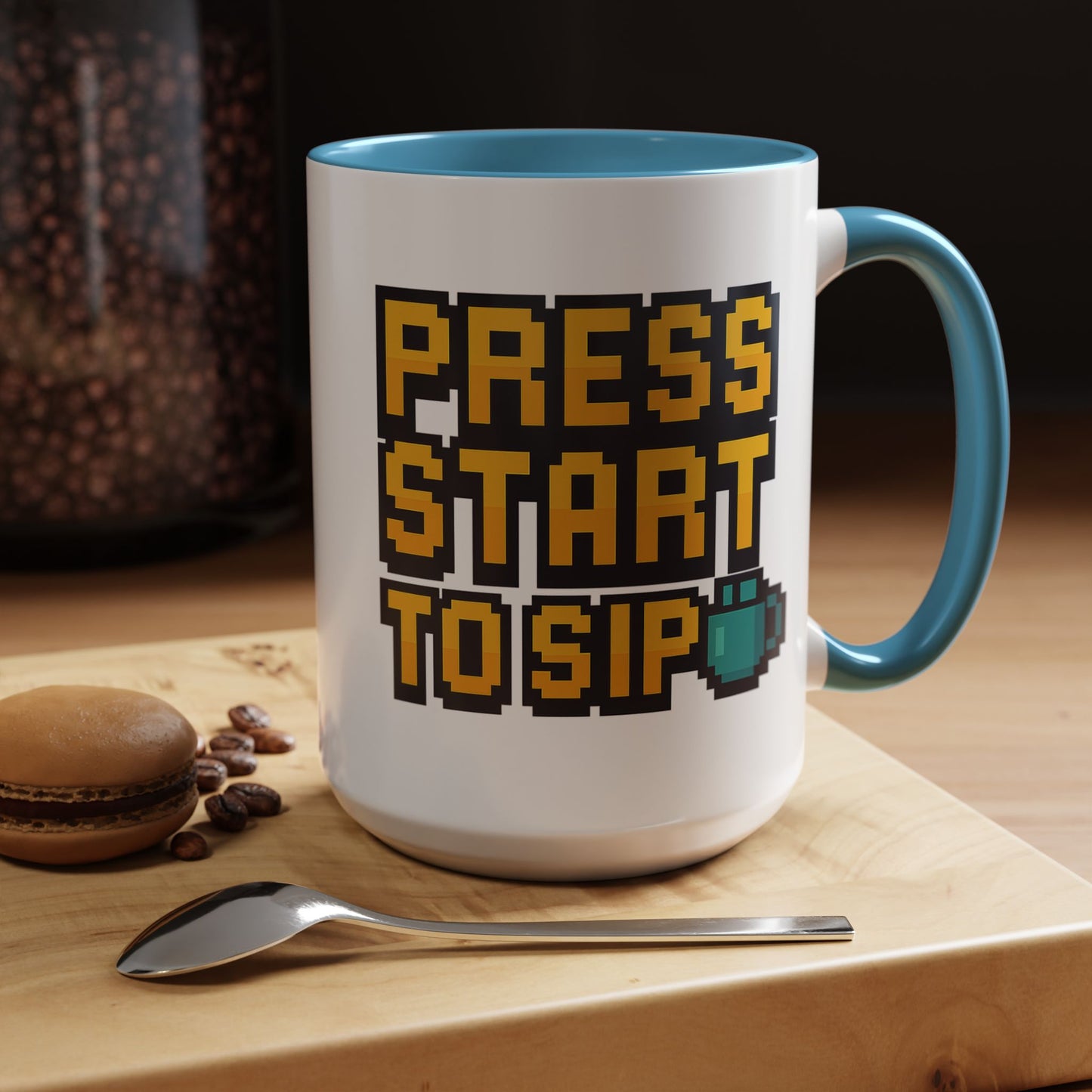 Gamer Coffee Mug, Press Start To Sip, Video Game Gift, Fun Kitchenware, Gaming Decor, Retro Style Mug