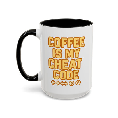 Coffee is My Cheat Code, Game Themed Gift, Funny Mug for Gamers, Gaming Accessory, Birthday Gift for Him